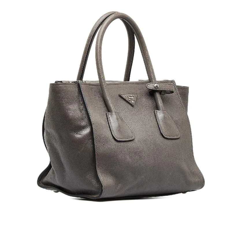 Prada City Calf Double Zip Tote (SHG-lVWkbA)