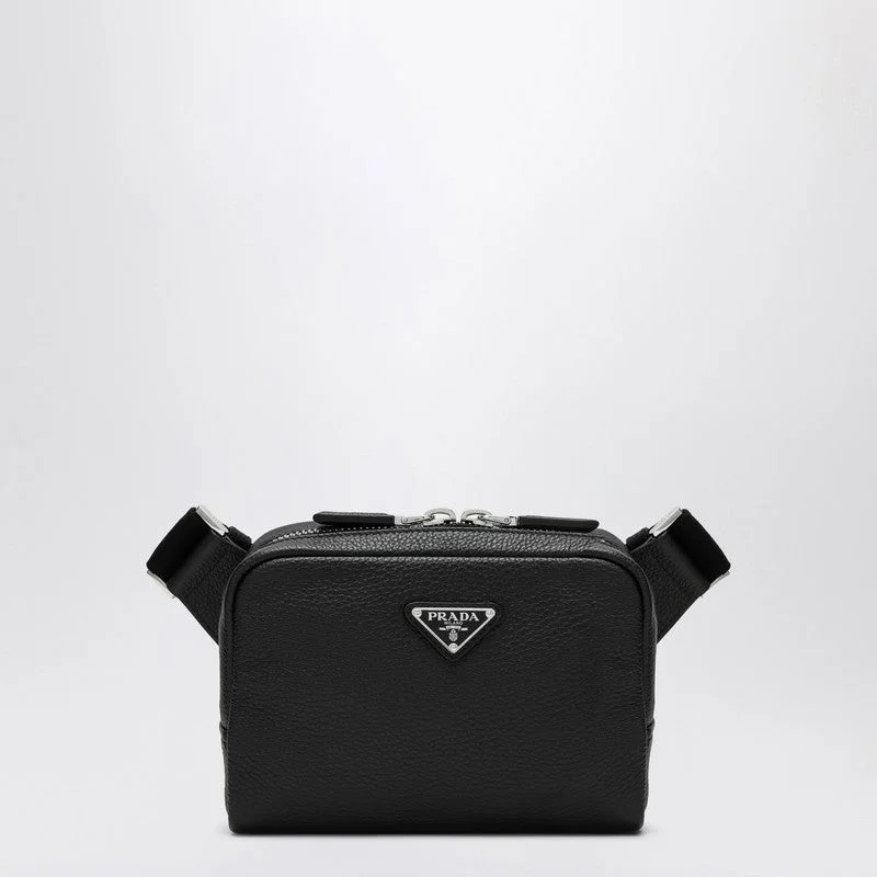 Prada Black Leather Shoulder Bag Men