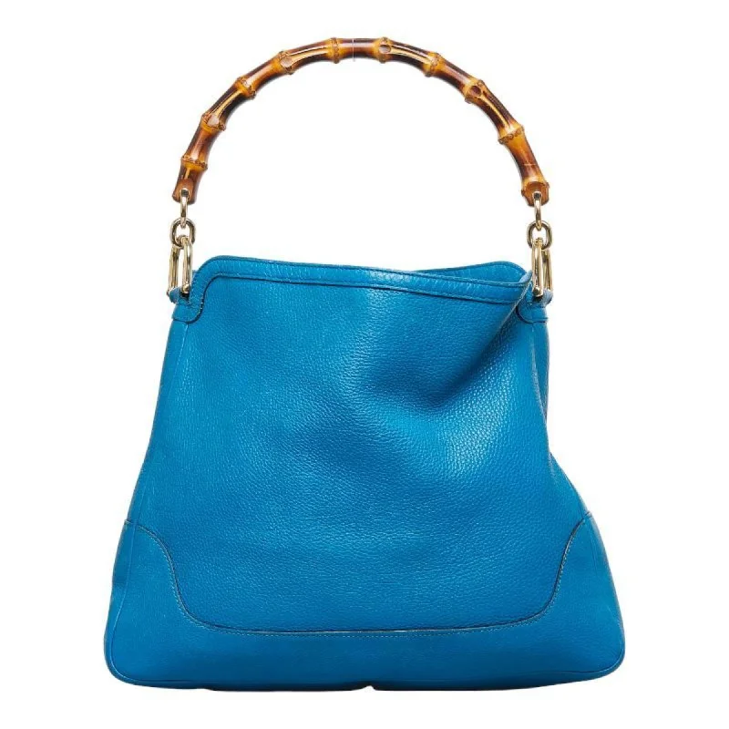 Gucci Bamboo Diana HandBag Shoulder Bag 282315 Blue Leather Ladies