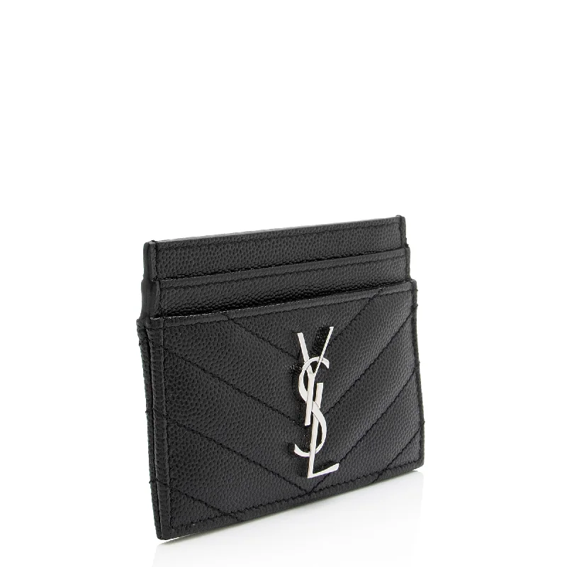 Saint Laurent Grain de Poudre Monogram Card Case 23687