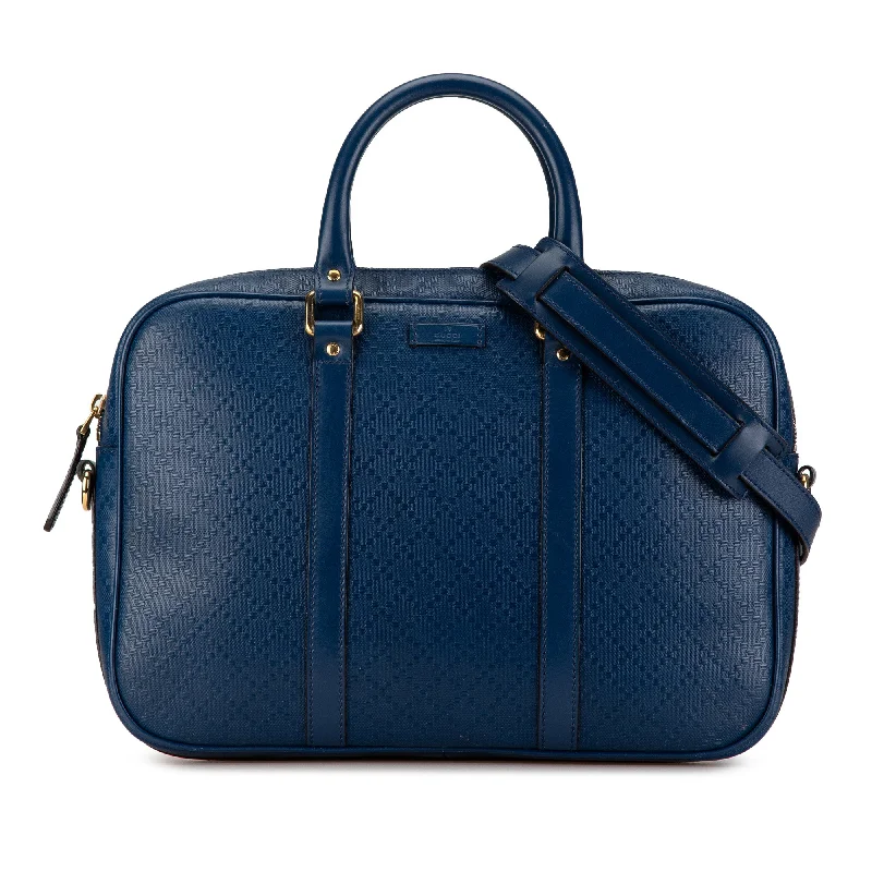 Blue Gucci Medium Diamante Bright Leather Business Bag