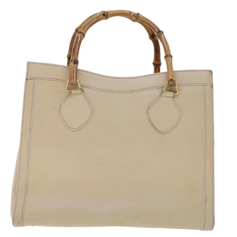 Gucci Bamboo Hand Bag Leather Beige  45863