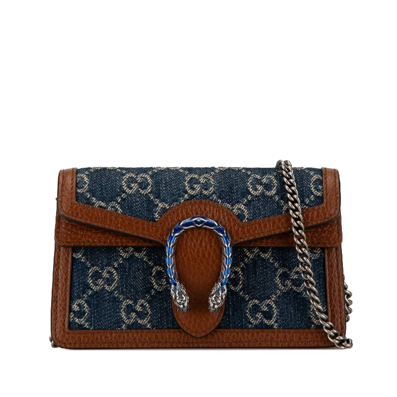 Blue Gucci Super Mini GG Denim Dionysus Crossbody