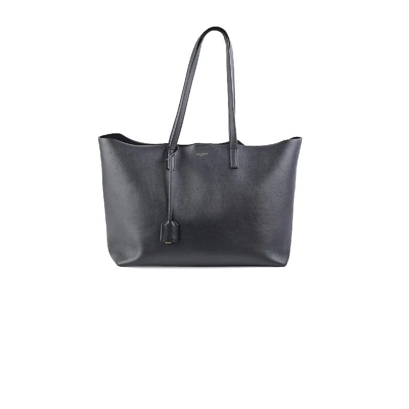 Saint Laurent East West Black Leather Shopping Shoulder Tote