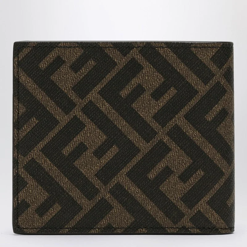 Fendi Bi-Fold Diagonal Ff Canvas Wallet Brown Men