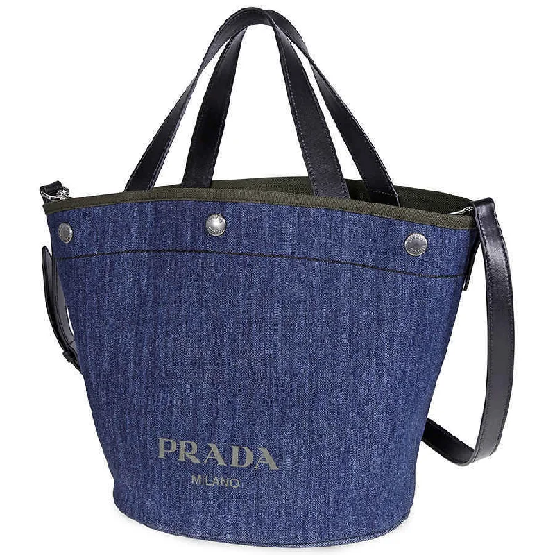 Prada Denim and Leather Tote Bag- Blue/Camouflage Green 1BG244_2BBV_F0YFS_V_OOO