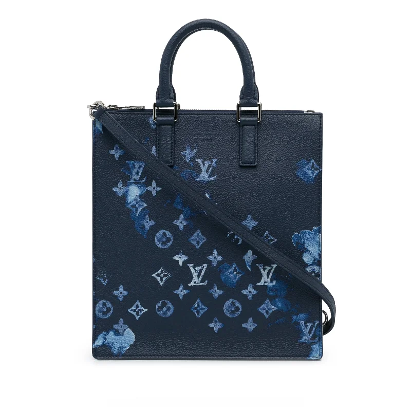 Blue Louis Vuitton Monogram Ink Watercolor Sac Plat Zippe Satchel