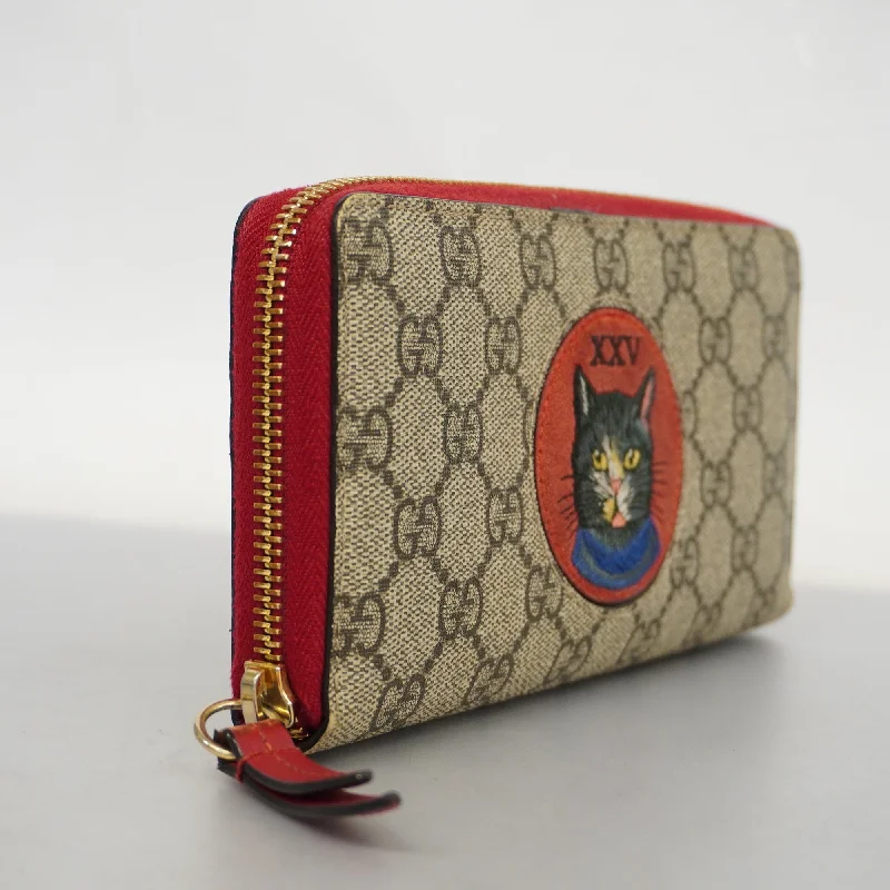 Gucci  Mystic Cat 499382 Gold Hardware Women's GG Supreme,Leather Wallet