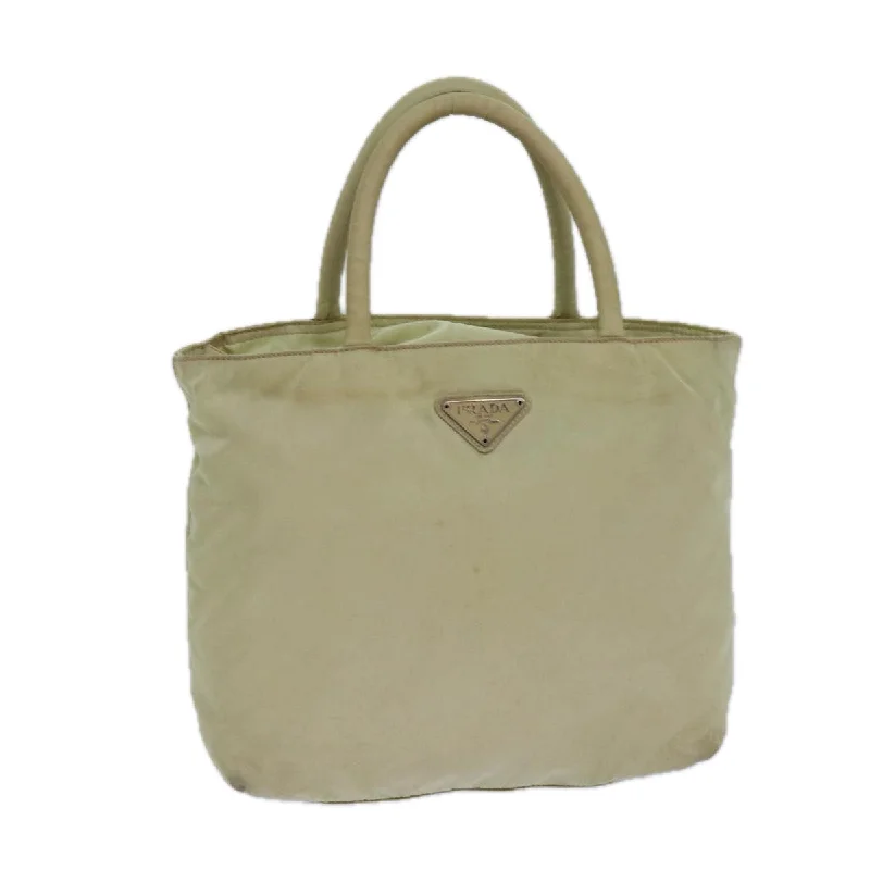 PRADA Hand Bag Nylon Beige Auth 83215