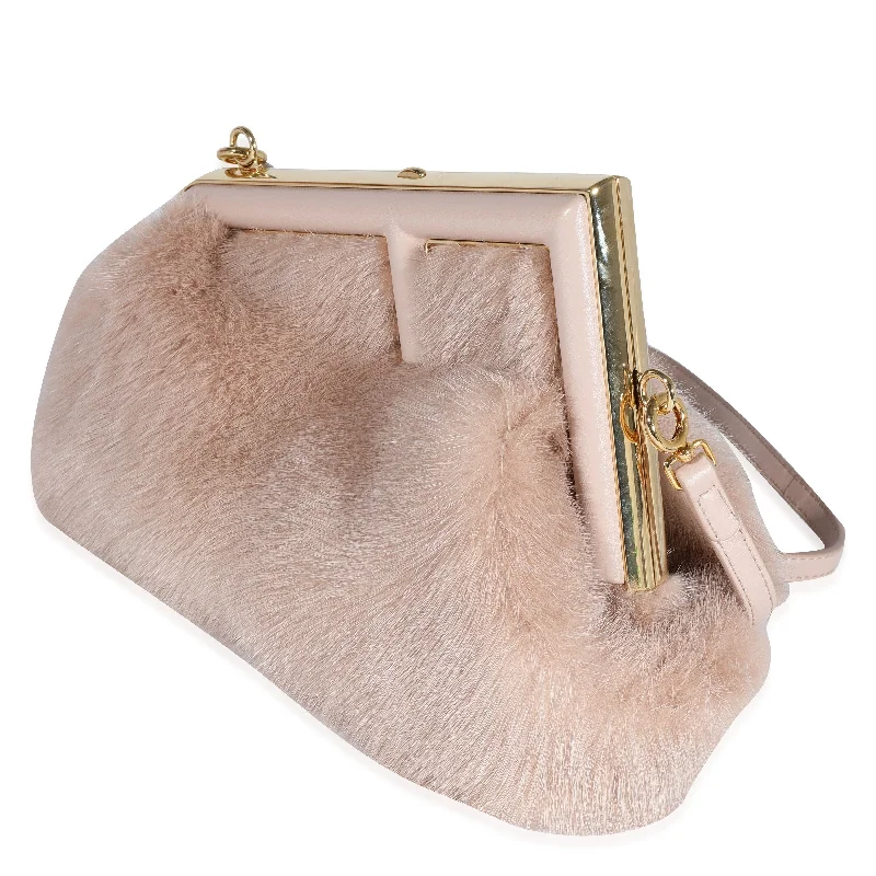 Fendi Blush Mink & Leather Small First Bag