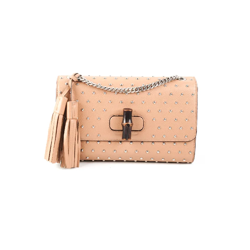 Gucci Studded Miss Bamboo Bag Beige