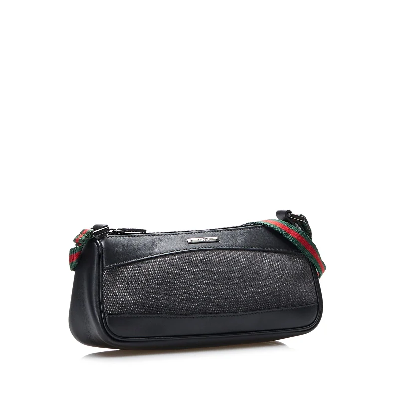 Gucci Web Baguette Black GG Denim Canvas