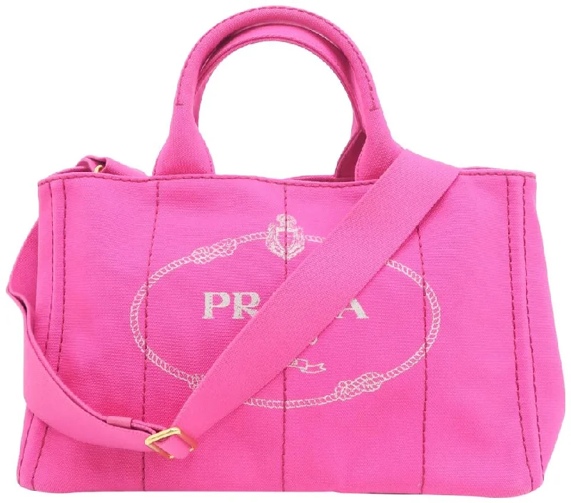 Prada Canapa Shopping Fuchsia Canvas Tote