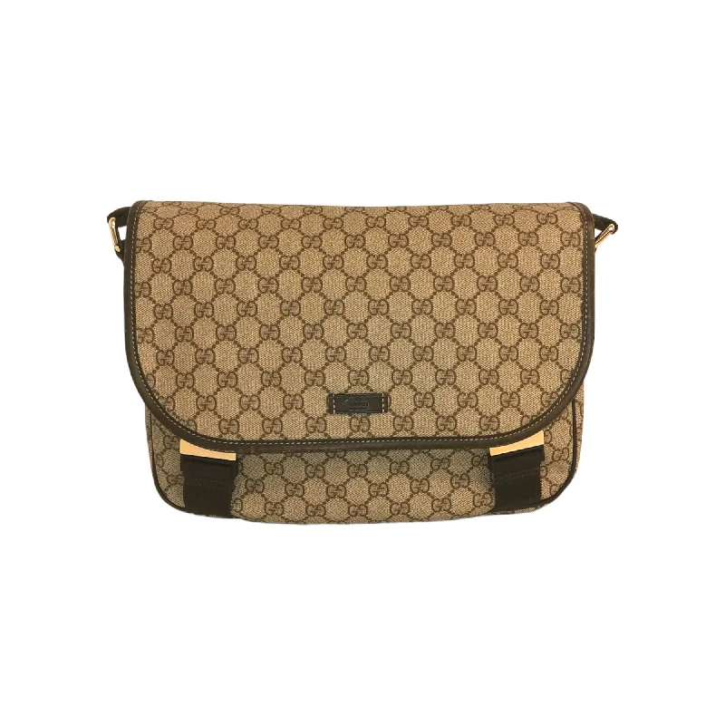 Gucci Messenger Bag GG Canvas Brown Leather