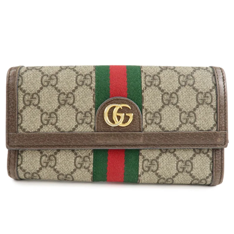 GUCCI Ophidia Sherry GG Supreme Leather Bifold Long Wallet 523153