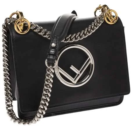 Fendi Black Leather Kan IK Shoulder Bag