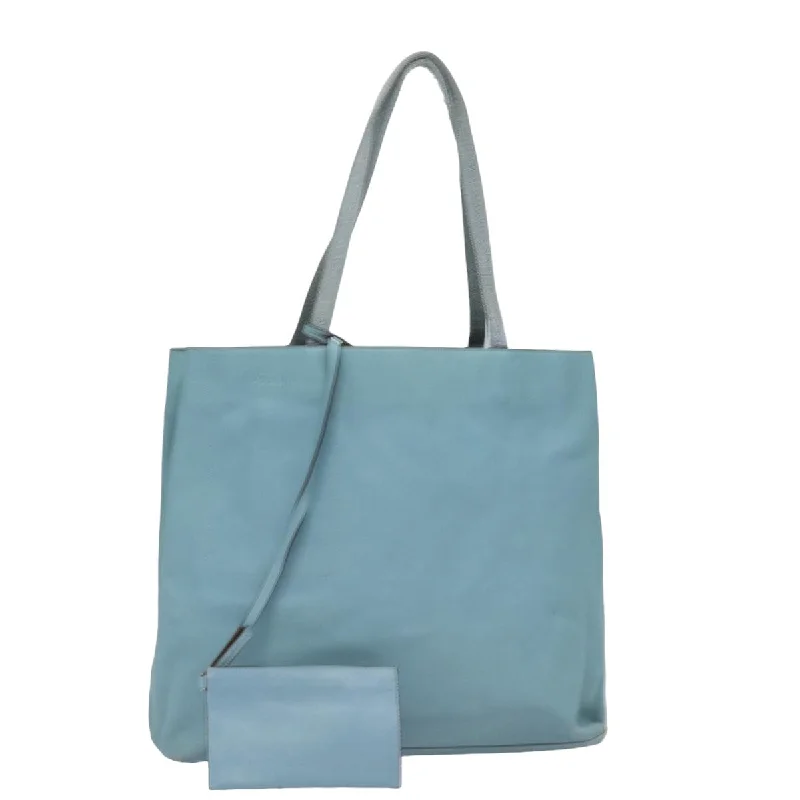 PRADA Leather Shoulder Bag Light Blue Auth 80113