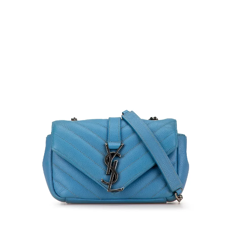 Blue Saint Laurent Baby Grained Calfskin Monogram Classic Chain Bag