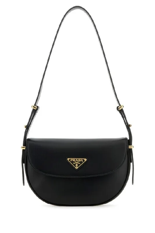 Prada Women Black Leather Shoulder Bag