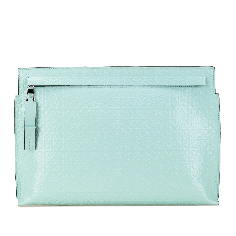 Blue LOEWE Embossed Anagram Repeat T Clutch