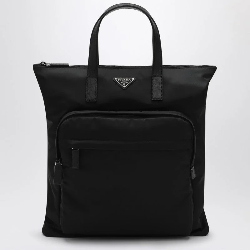 Prada Black Re-Nylon And Saffiano Shopping Bag Men