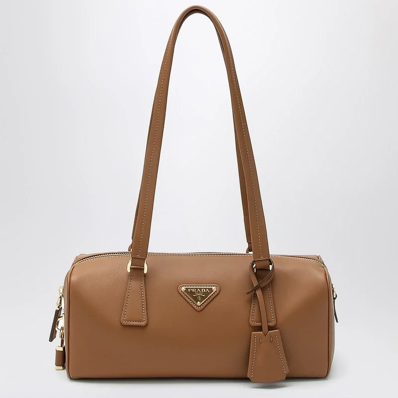 Prada Medium Caramel-Coloured Leather Bowling Bag Women