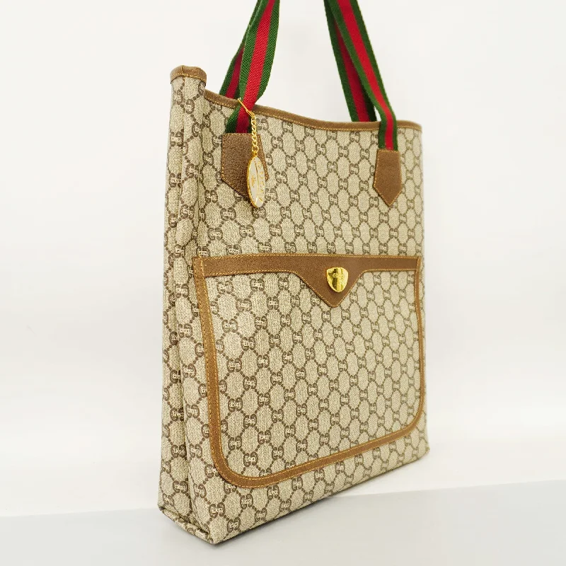 Gucci  Sherry Line Tote Bag 137396 Women's GG Plus,PVC Tote Bag Beige