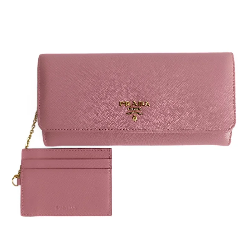 PRADA Prada Prada pink Saffiano Metal long wallet