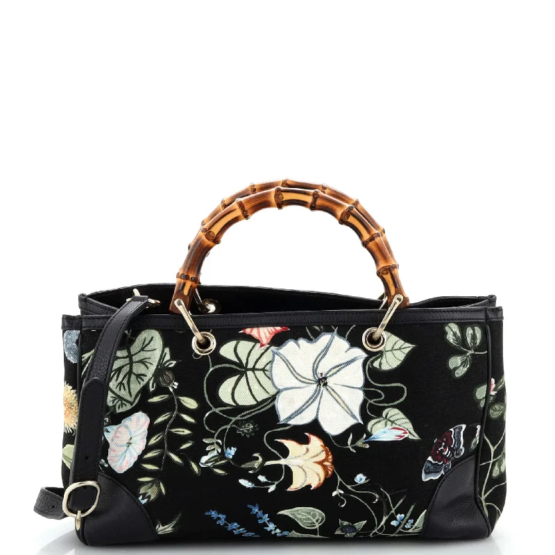 Gucci Bamboo Shopper Tote Flora Canvas