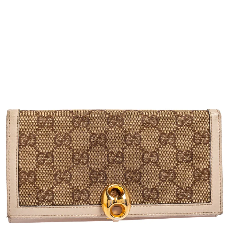 Gucci Beige/Ivory GG Canvas and Leather Continental Wallet