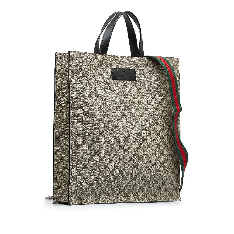 Gray Gucci GG Supreme Convertible Soft Tote Satchel