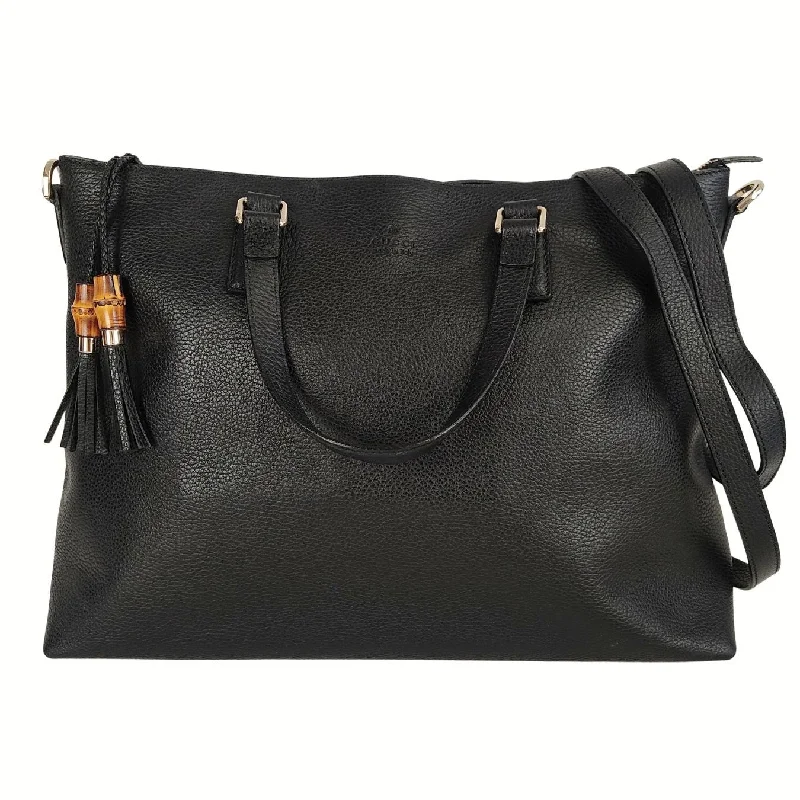 Gucci Bamboo Shopper maxi shoulder Bag in black leather