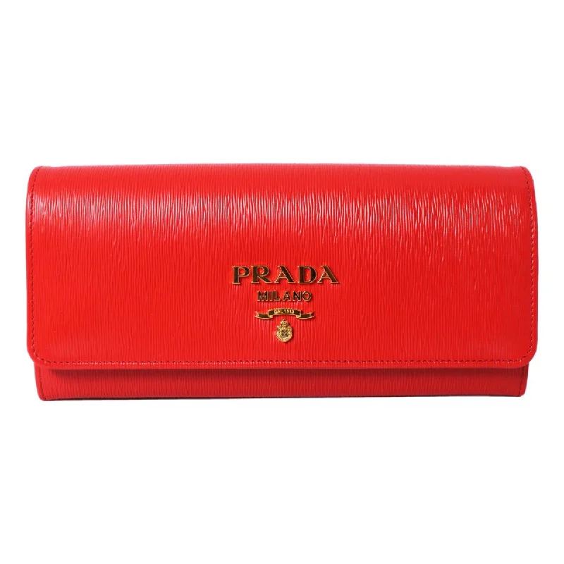 Prada Lacca Red Vitello Move Leather Chain Wallet Crossbody 1MT290