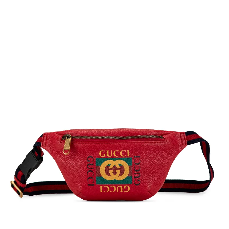 Red Gucci Small Leather Logo Belt Bag