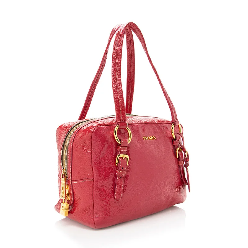 Prada Crinkled Patent Leather Satchel - FINAL SALE (SHF-17678)