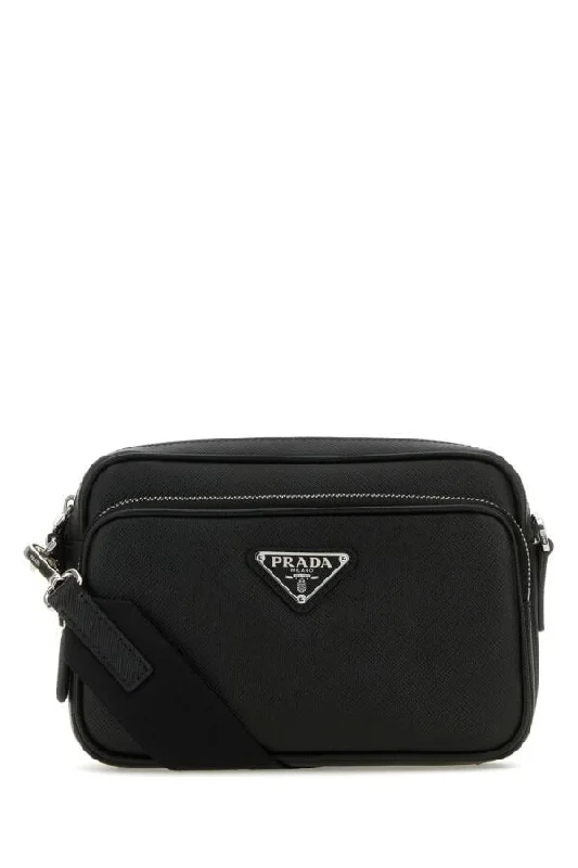 Prada Men Black Leather Crossbody Bag