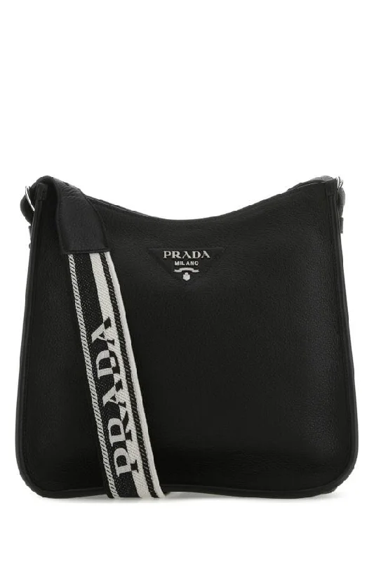 Prada Women Black Leather Crossbody Bag