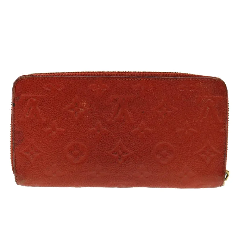 LOUIS VUITTON Monogram Empreinte Zippy Wallet Red M61865 LV Auth 31039