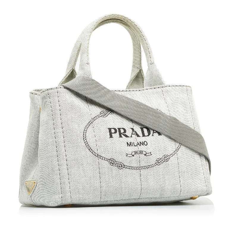 Prada Canapa Logo Denim Satchel (SHG-wHZCCJ)