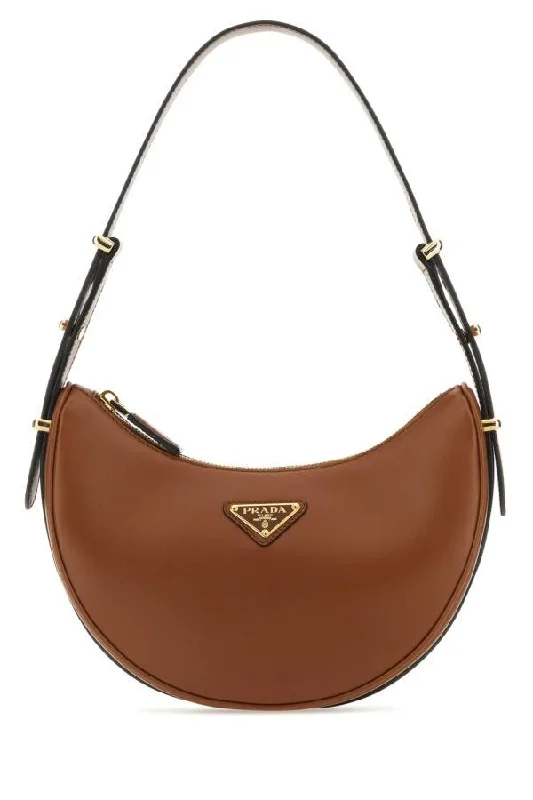 Prada Women Caramel Leather Arquã¨ Handbag