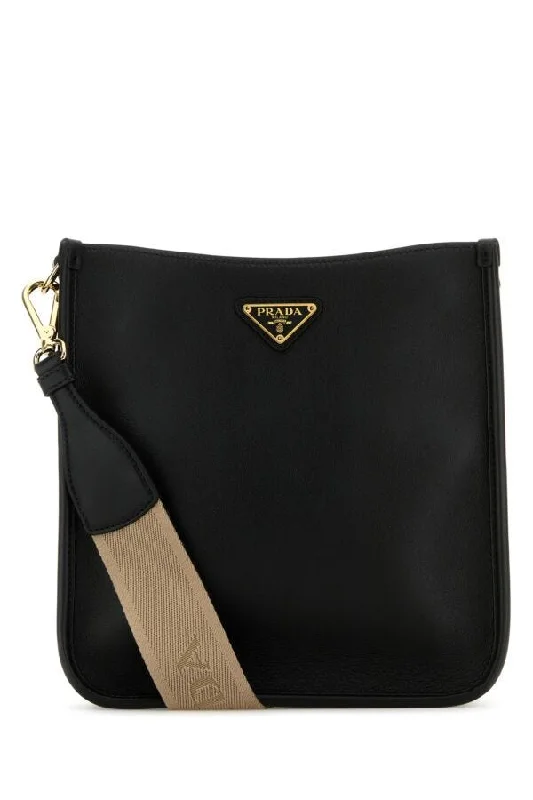 Prada Women Black Leather Crossbody Bag