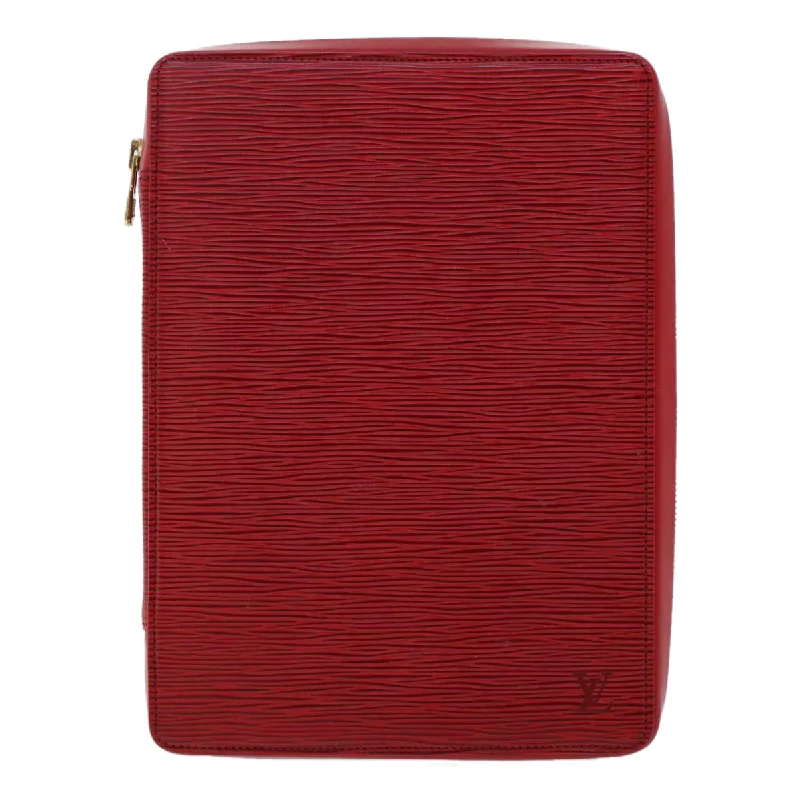 LOUIS VUITTON Epi Agenda Voyage Clutch Bag Red LV Auth 47809