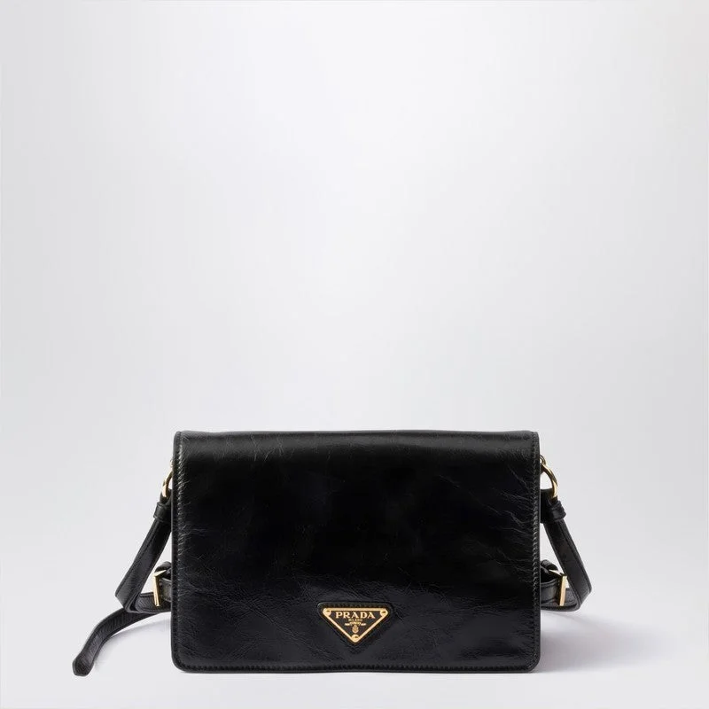 Prada Black Leather Shoulder Bag Women