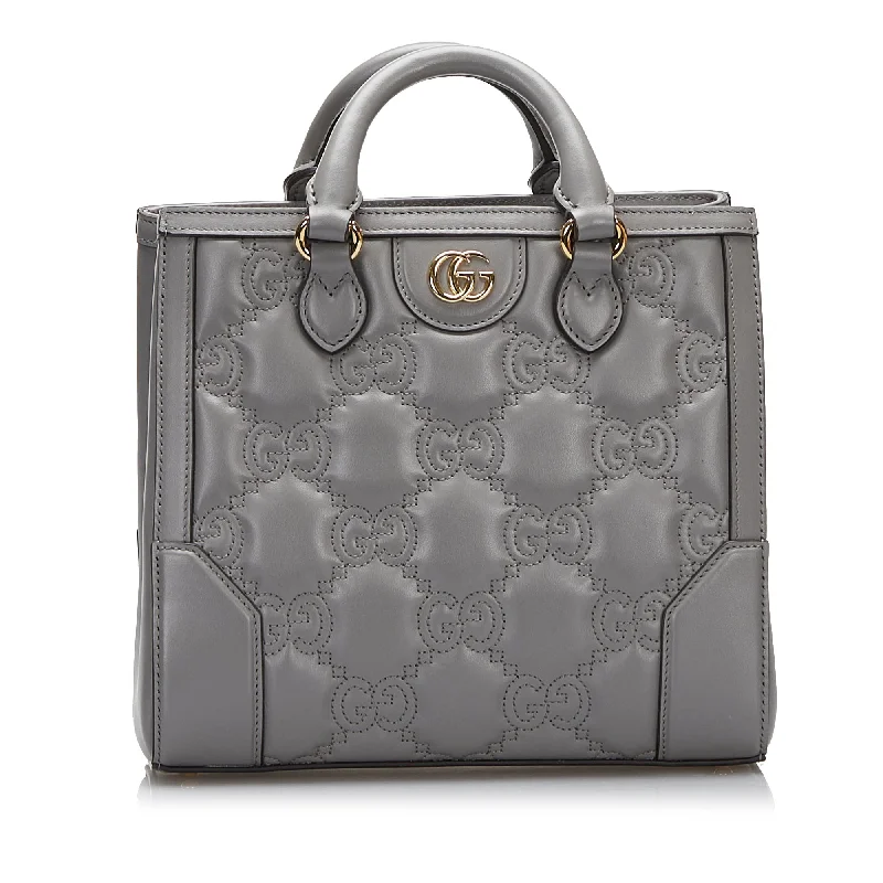 Gucci GG Handbag Grey Matelassé Leather