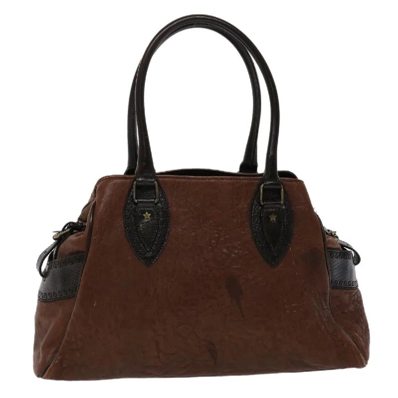 FENDI Etnico Hand Bag Leather Brown  ac1980