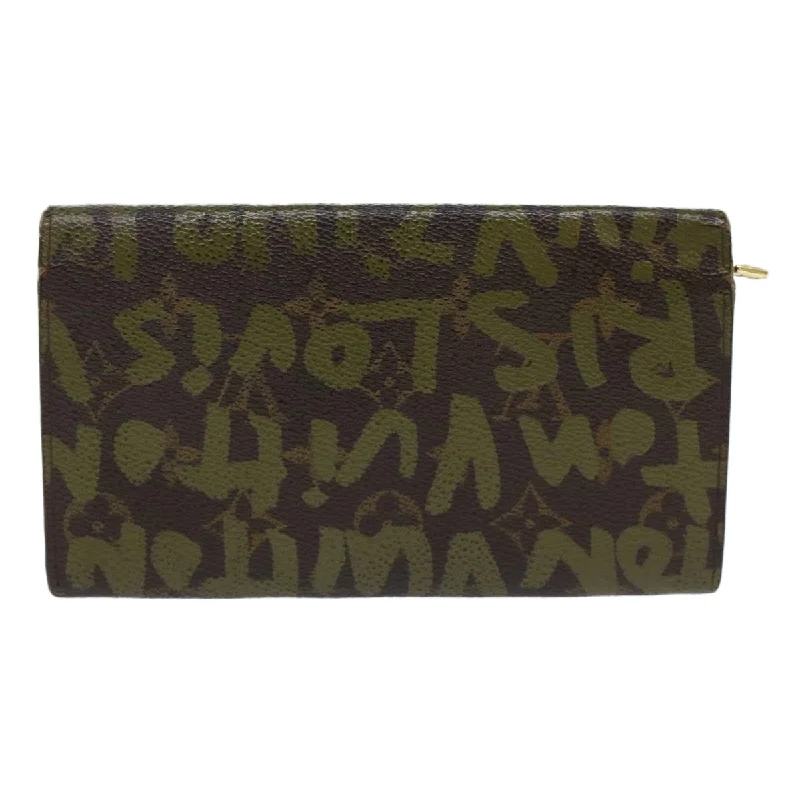 LOUIS VUITTON Monogram Graffiti Portefeiulle Sarah Khaki M92188 LV Auth bs7102