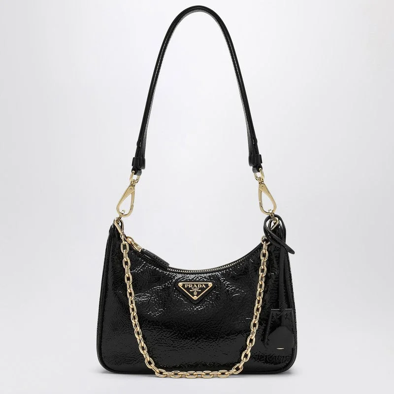 Prada Black Re-Edition Mini Bag In Naplak Patent Leather Women