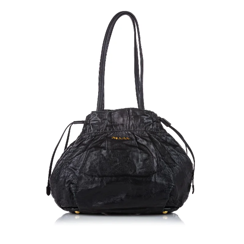 Prada Leather Drawstring Tote Bag (SHG-20827)