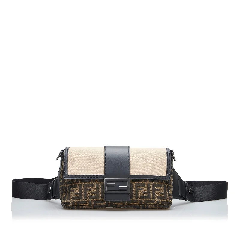 Brown and Black Fendi Zucca Convertible Belt Bag