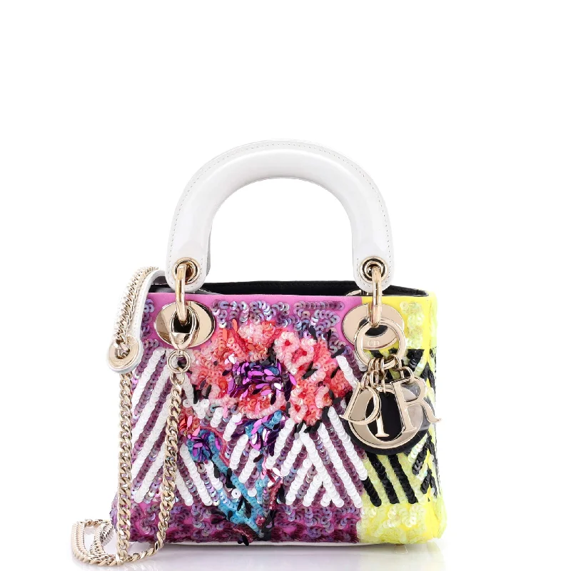 Lady Dior Chain Bag Flower Pop Embellished Sequin Mini